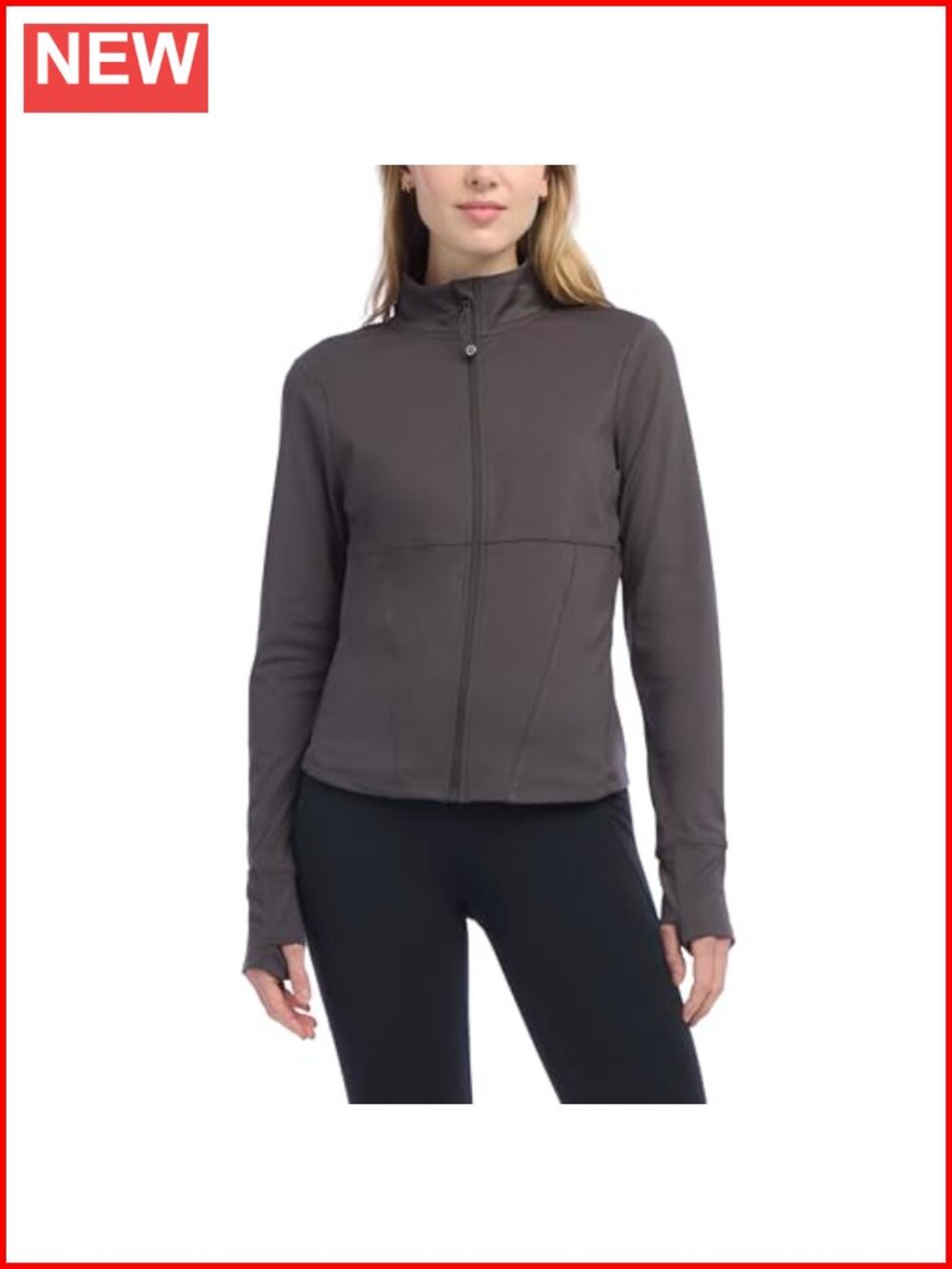 Women's Athletic Full Zip Corset Yoga Jacket Mock Neck Thumbholes